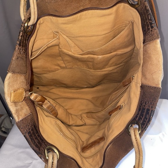 SABRINA SCALA Vintage Brown Suede Medium Leather Tote Hobo Handbag Purse - Picture 9 of 16